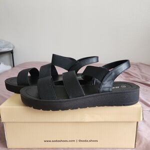 Soda Women's Black Strappy Sandals